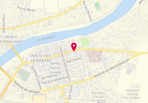 Plan de Boulangerie - Pâtisserie artisanale ROUSSILLE Patrick & Séverine, 141 Rue de la République, 33220 Sainte-Foy-la-Grande